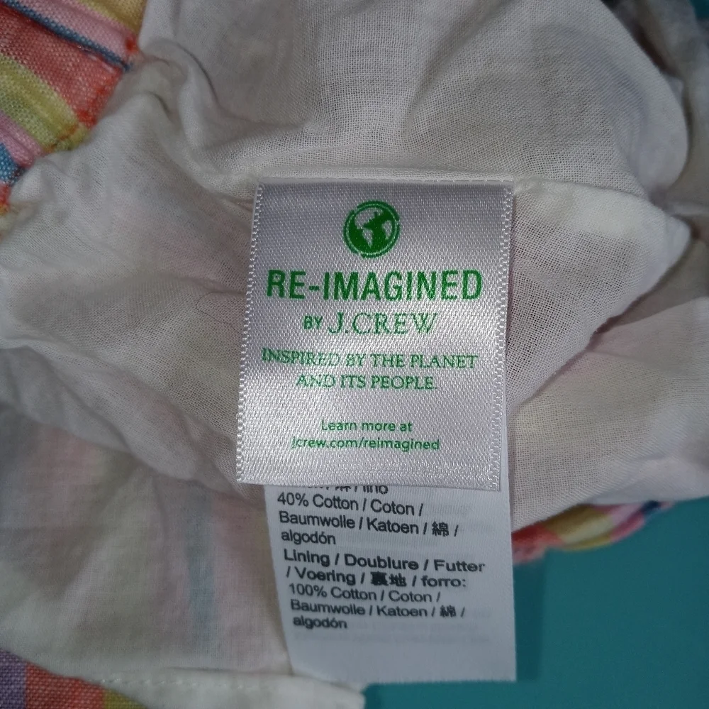 Crew cuts Reimagined by J crew lined 2 pc Striped linen Shirt shorts set size 6